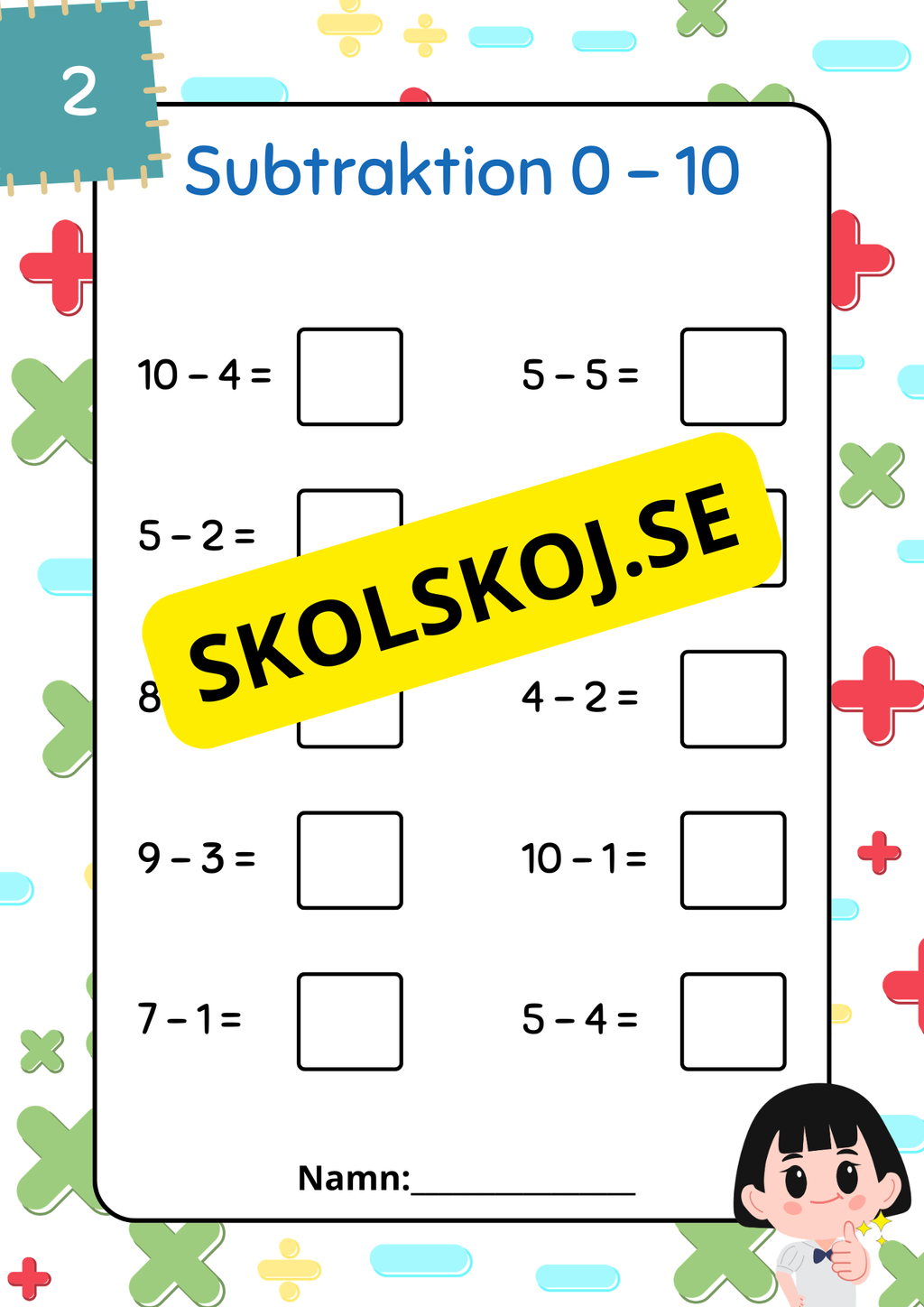 Subtraktion 0 - 10