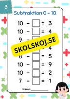 Subtraktion 0 - 10