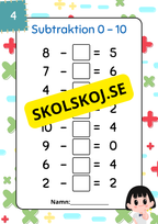 Subtraktion 0 - 10