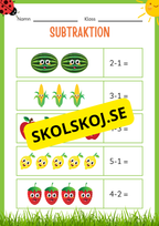 Subtraktion 0 - 20 - Häfte (20 sidor)