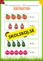 Subtraktion 0 - 20 - Häfte (20 sidor)