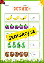 Subtraktion 0 - 20 - Häfte (20 sidor)
