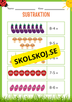 Subtraktion 0 - 20 - Häfte (20 sidor)