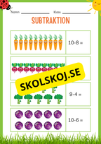 Subtraktion 0 - 20 - Häfte (20 sidor)