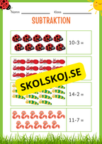 Subtraktion 0 - 20 - Häfte (20 sidor)
