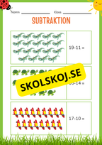 Subtraktion 0 - 20 - Häfte (20 sidor)