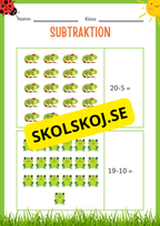 Subtraktion 0 - 20 - Häfte (20 sidor)