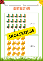Subtraktion 0 - 20 - Häfte (20 sidor)