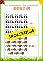 Subtraktion 0 - 20 - Häfte (20 sidor)