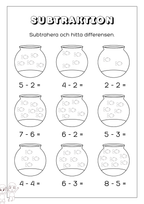 Subtraktion 0 - 10 - Förskoleklass - Årskurs 1