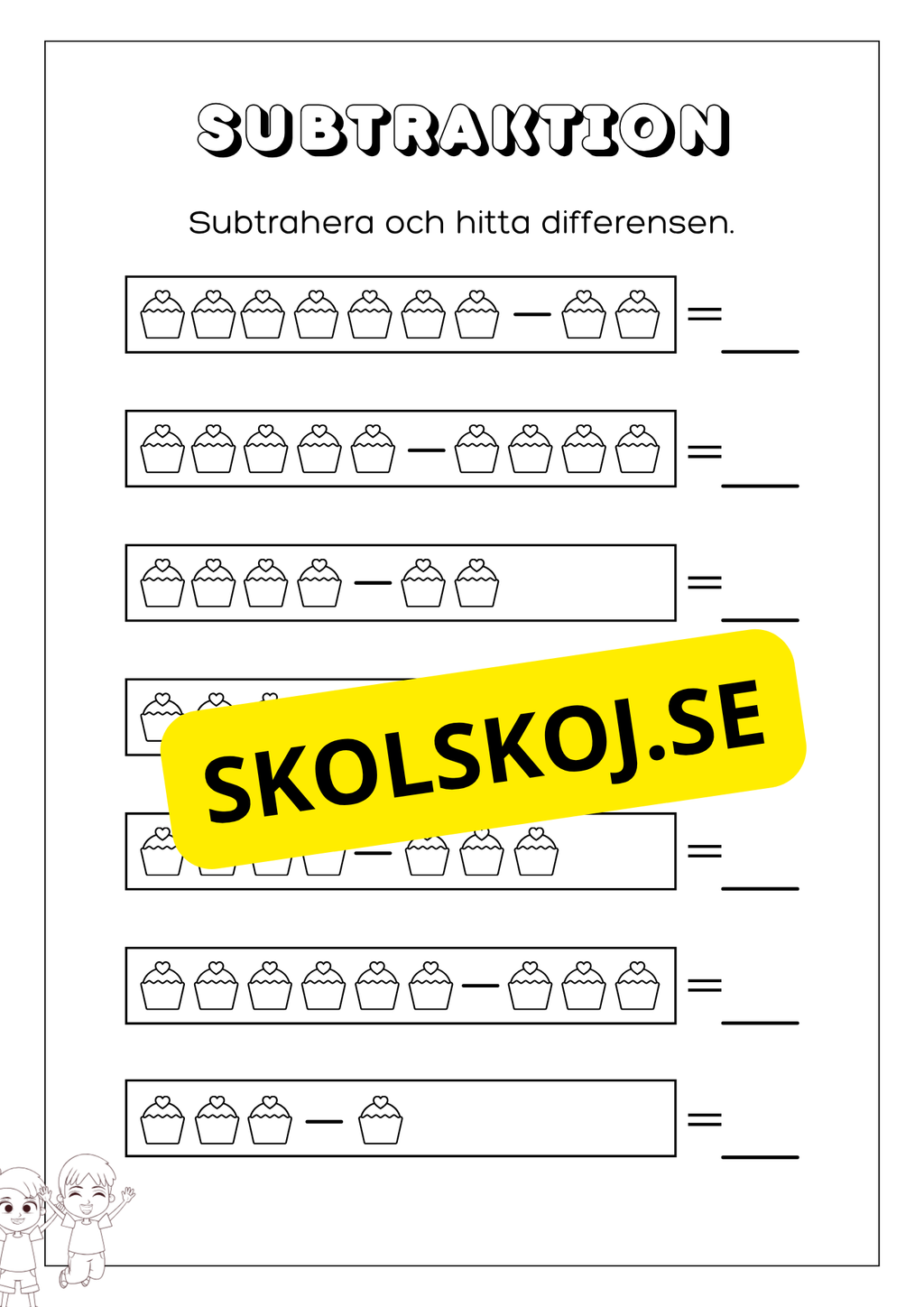 Subtraktion 0 - 10 - Förskoleklass - Årskurs 1