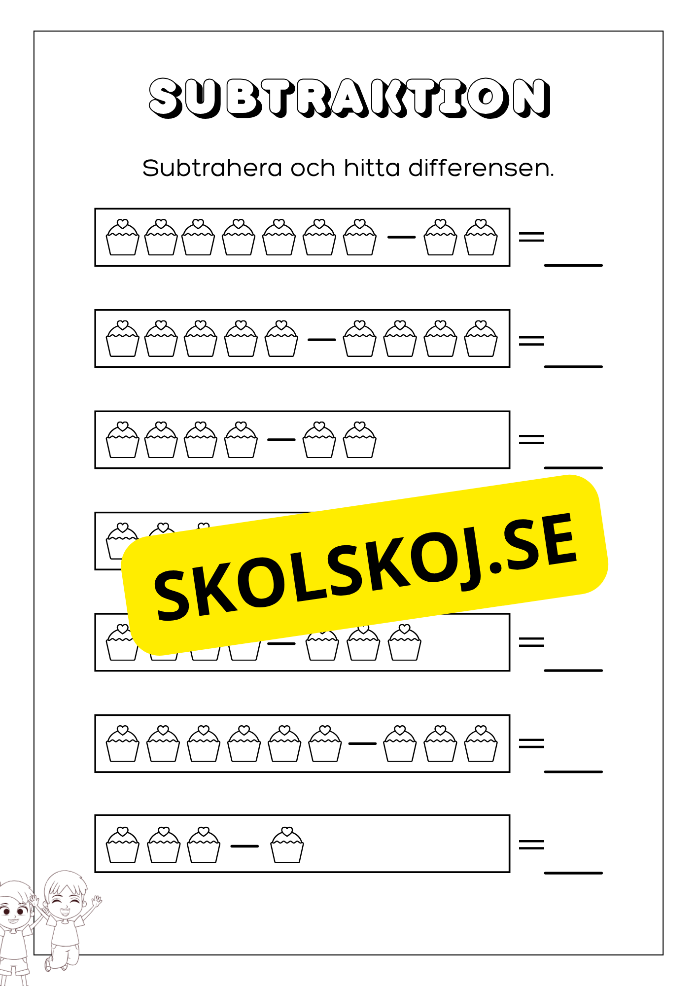 Subtraktion 0 - 10 - Förskoleklass - Årskurs 1
