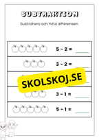 Subtraktion 0 - 10 - Förskoleklass - Årskurs 1