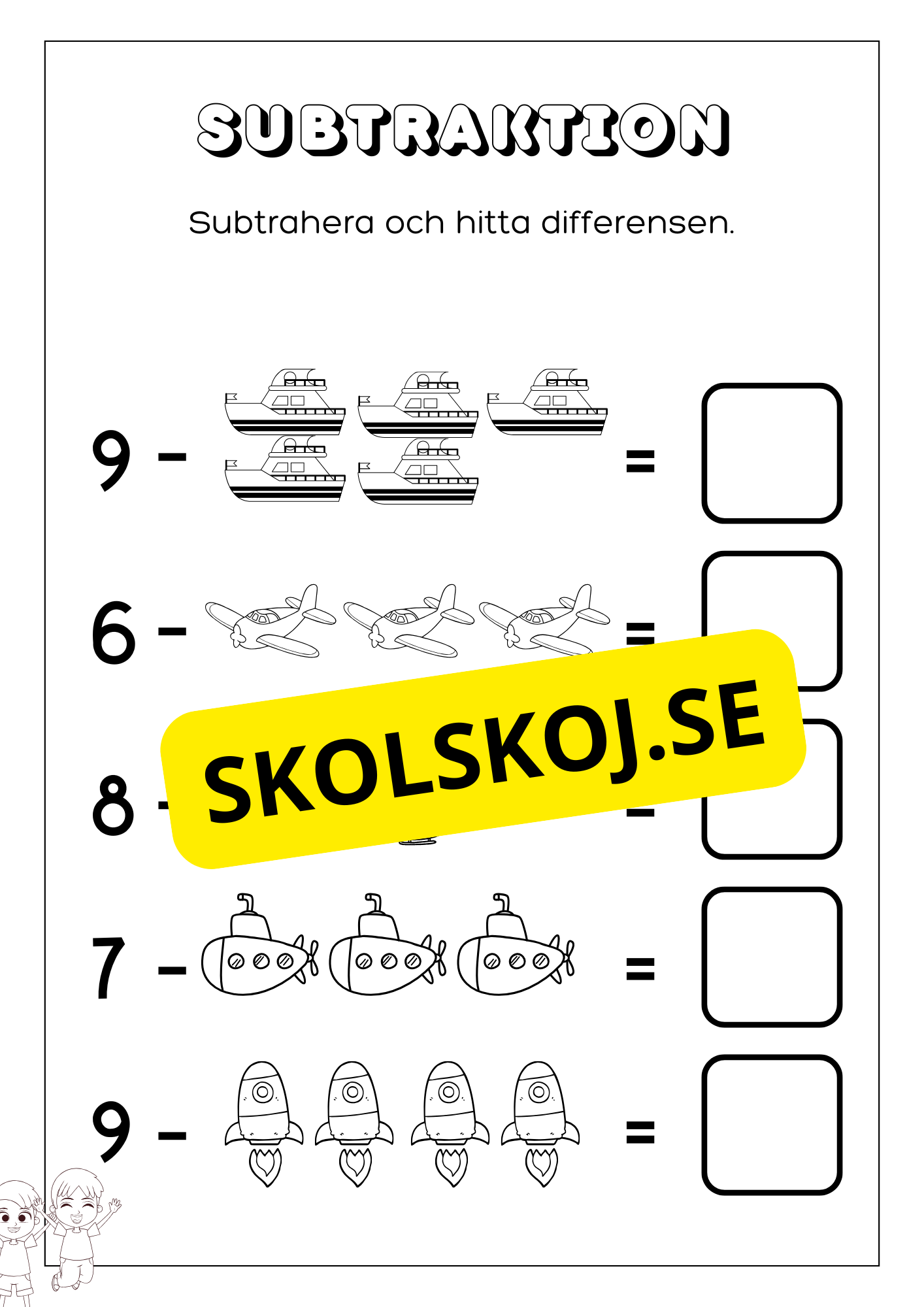 Subtraktion 0 - 10 - Förskoleklass - Årskurs 1