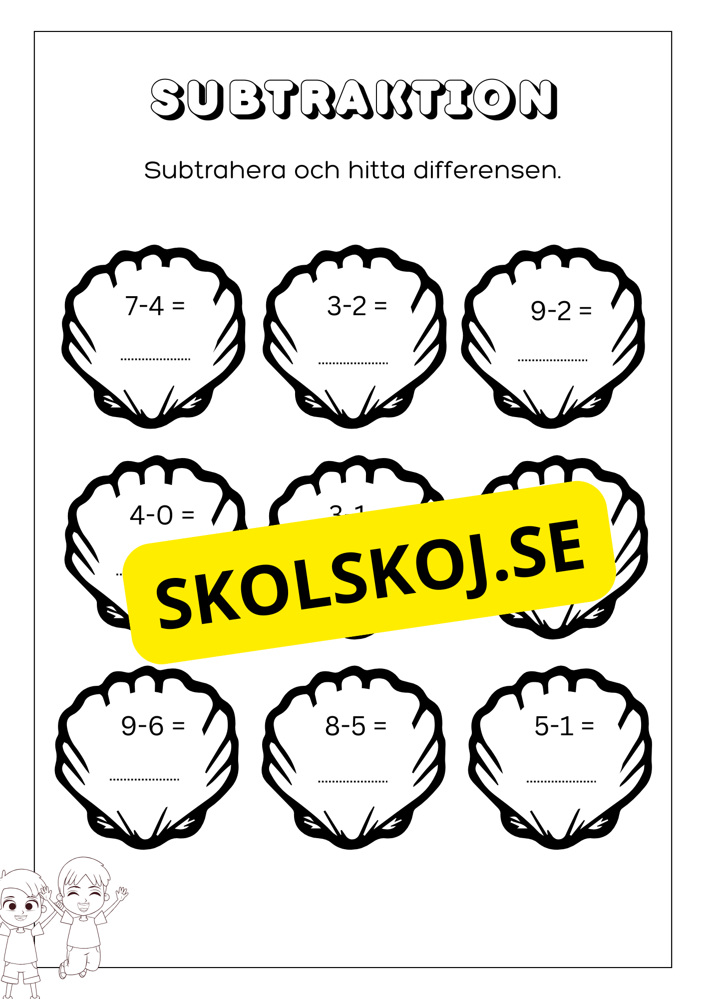 Subtraktion 0 - 10 - Förskoleklass - Årskurs 1