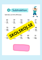 Subtraktion med tvåsiffriga tal - Extra uppgifter