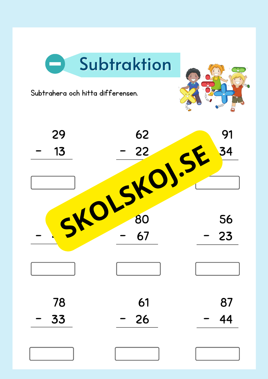 Subtraktion med tvåsiffriga tal - Extra uppgifter