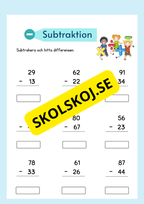 Subtraktion med tvåsiffriga tal - Extra uppgifter
