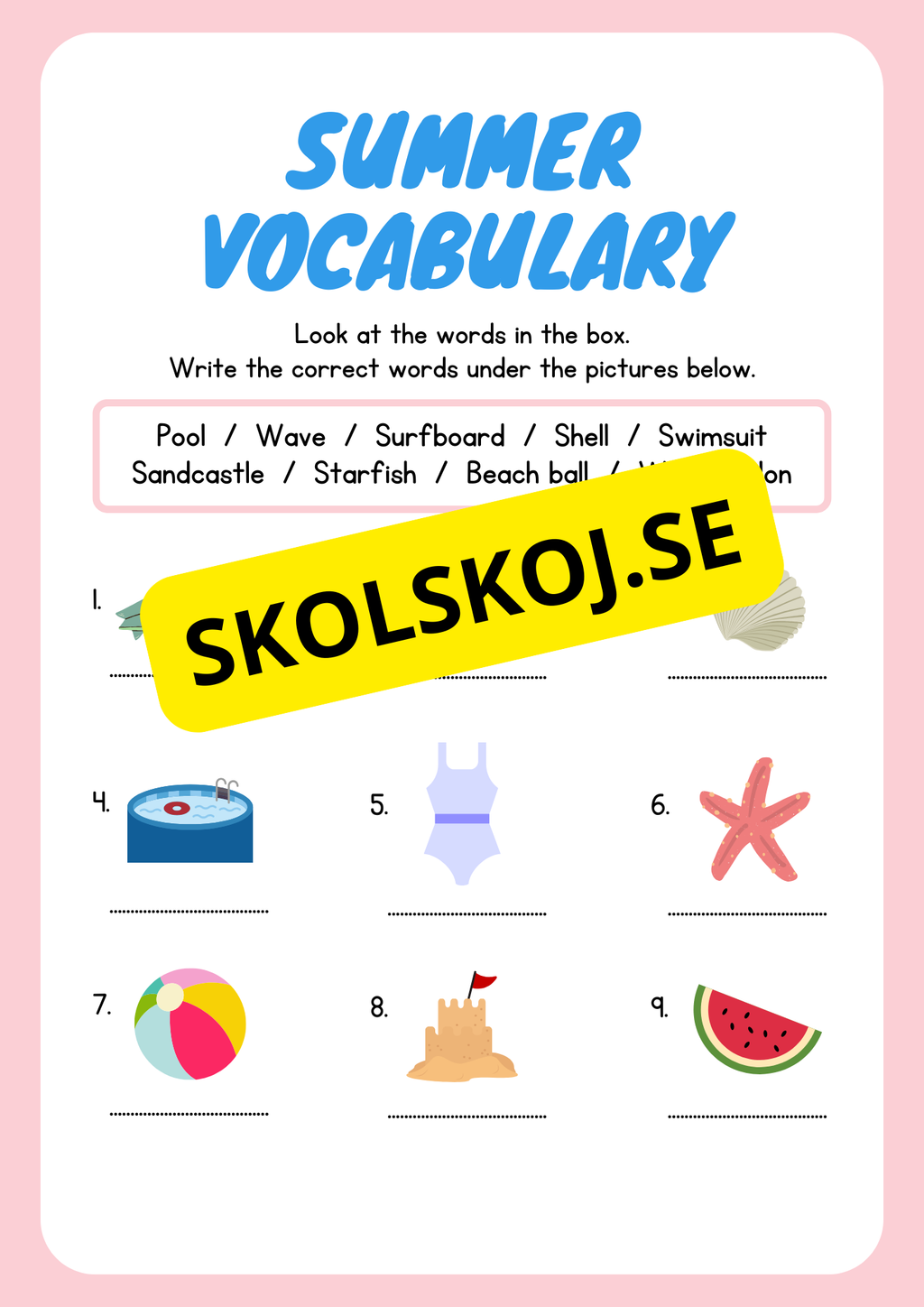 Summer vocabulary and grammar