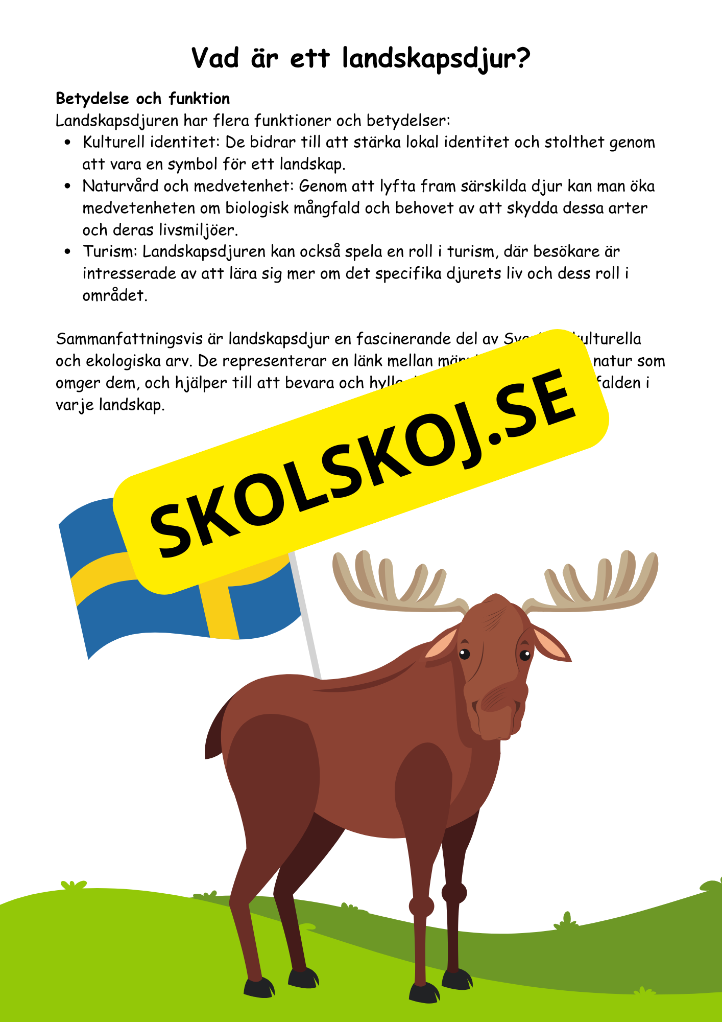 Sveriges landskapsdjur - Årskurs 4 - 6 - Biologi