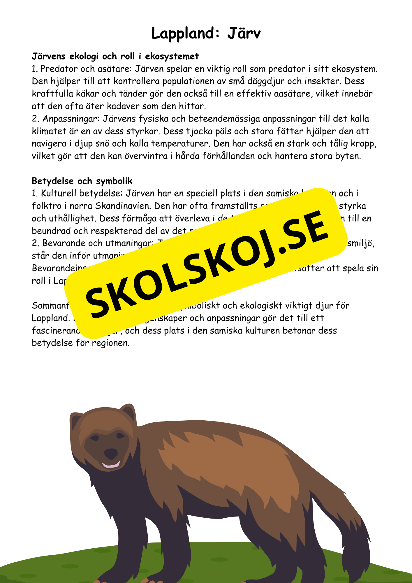 Sveriges landskapsdjur - Årskurs 4 - 6 - Biologi