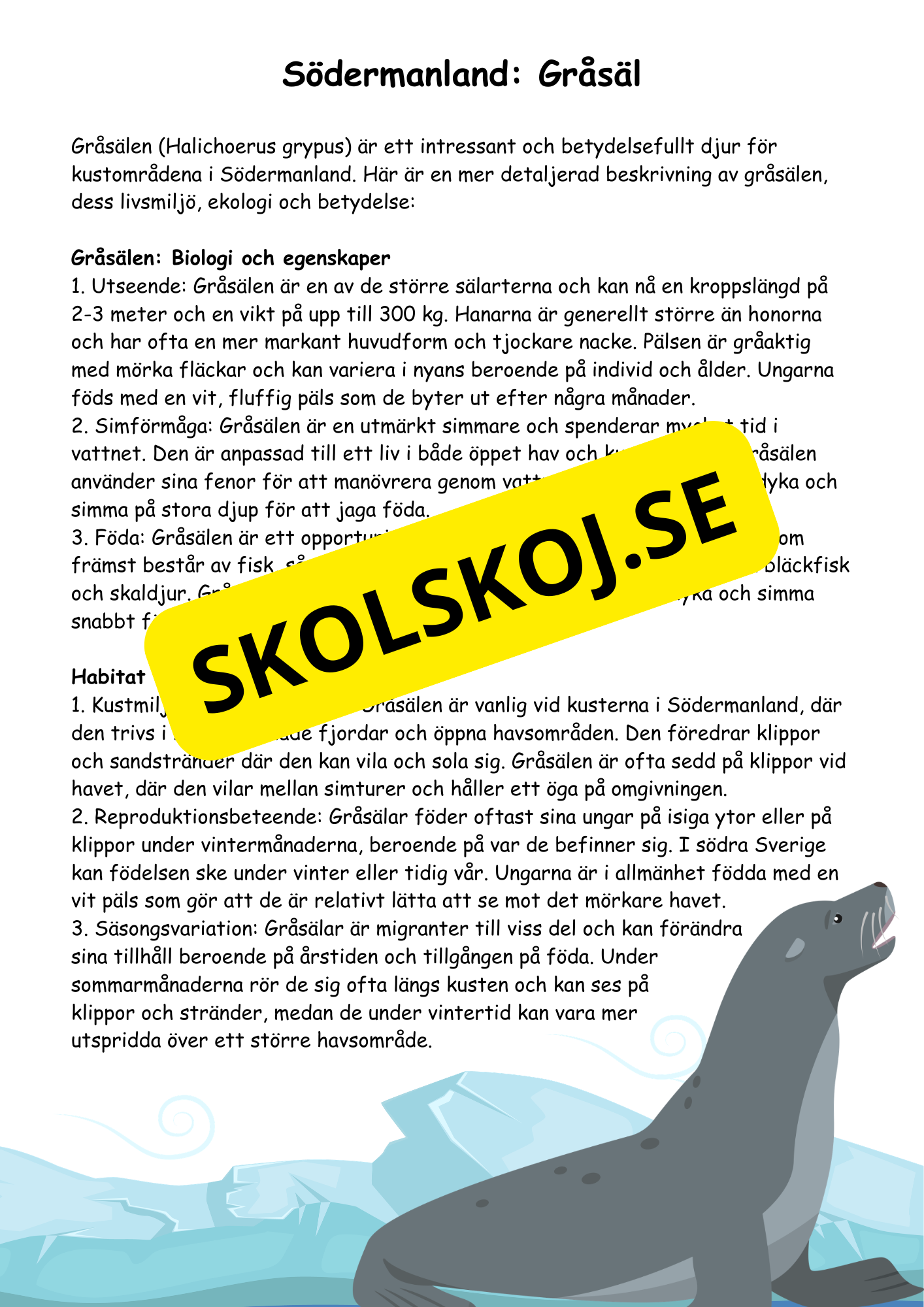 Sveriges landskapsdjur - Årskurs 4 - 6 - Biologi