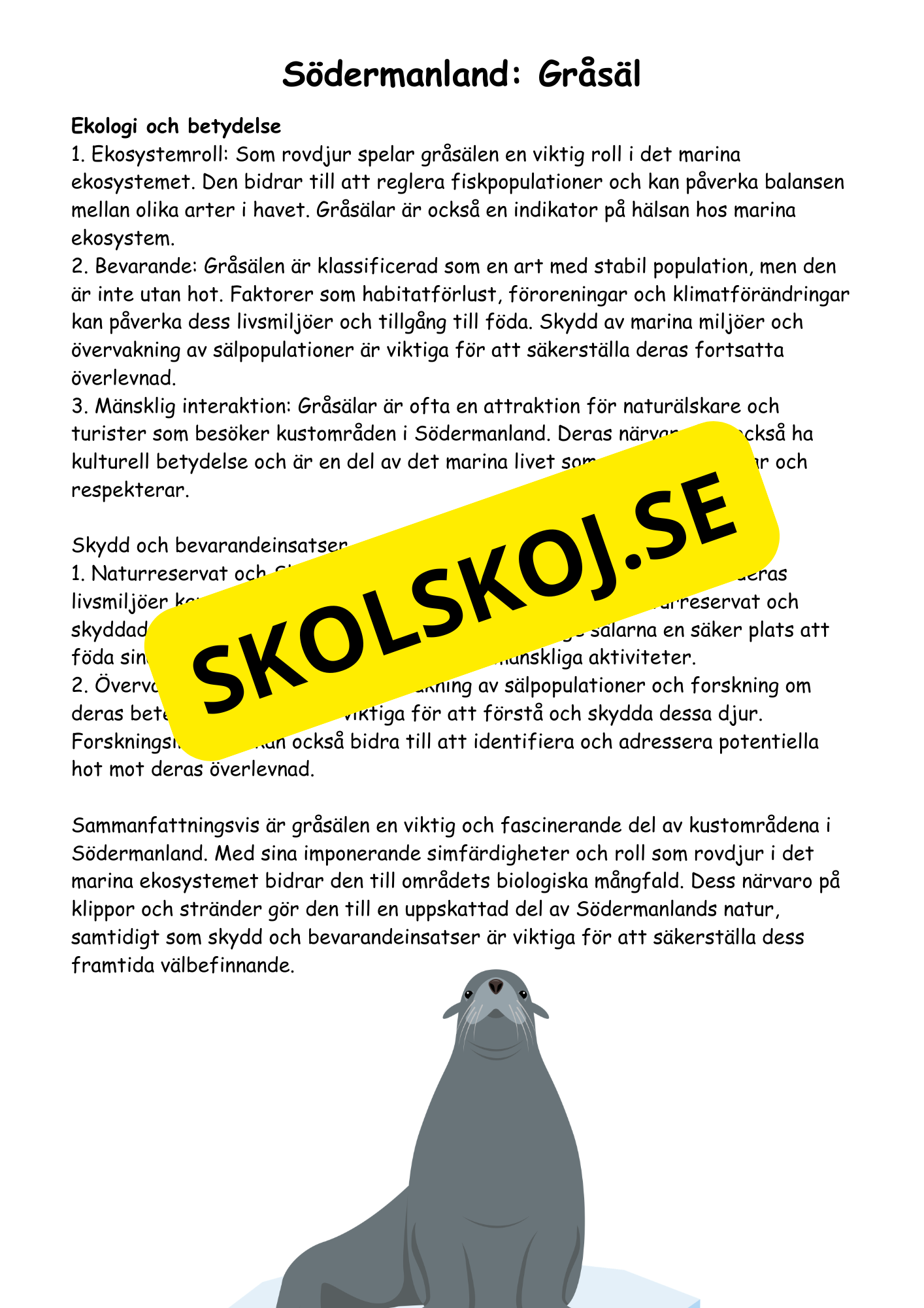 Sveriges landskapsdjur - Årskurs 4 - 6 - Biologi
