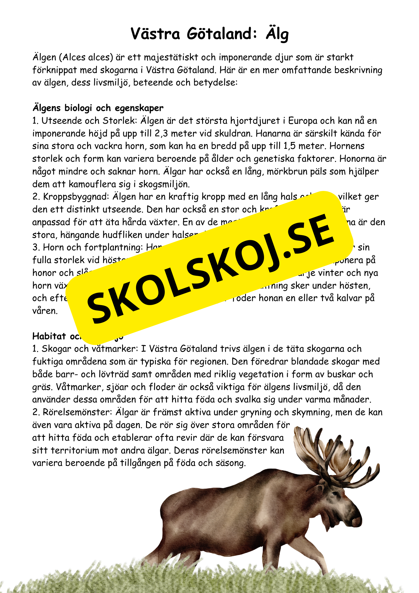 Sveriges landskapsdjur - Årskurs 4 - 6 - Biologi