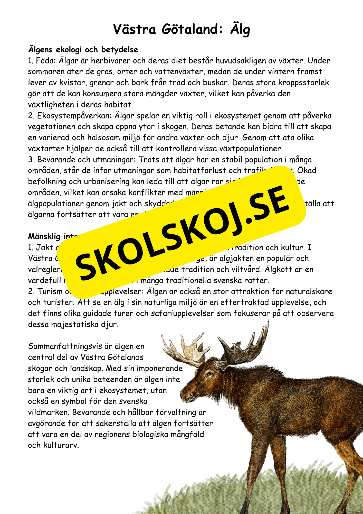 Sveriges landskapsdjur - Årskurs 4 - 6 - Biologi