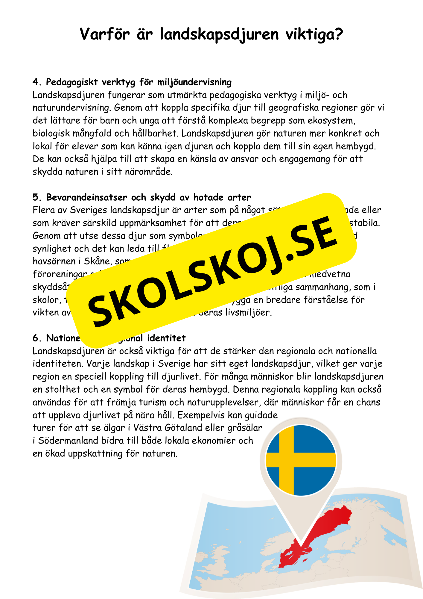Sveriges landskapsdjur - Årskurs 4 - 6 - Biologi