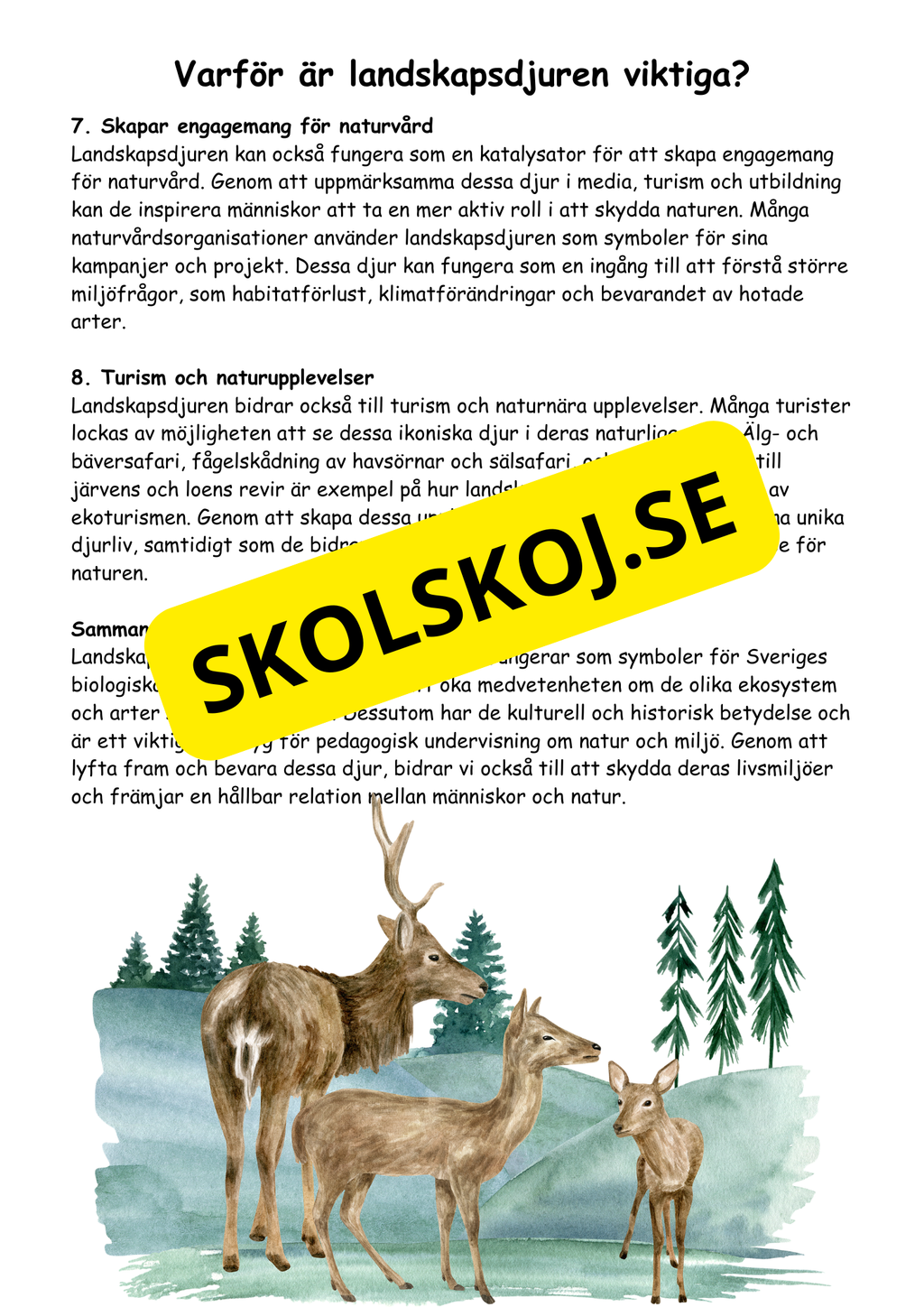 Sveriges landskapsdjur - Årskurs 4 - 6 - Biologi