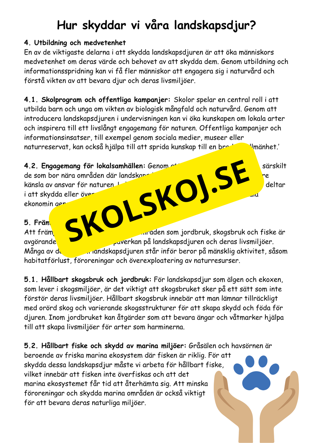 Sveriges landskapsdjur - Årskurs 4 - 6 - Biologi