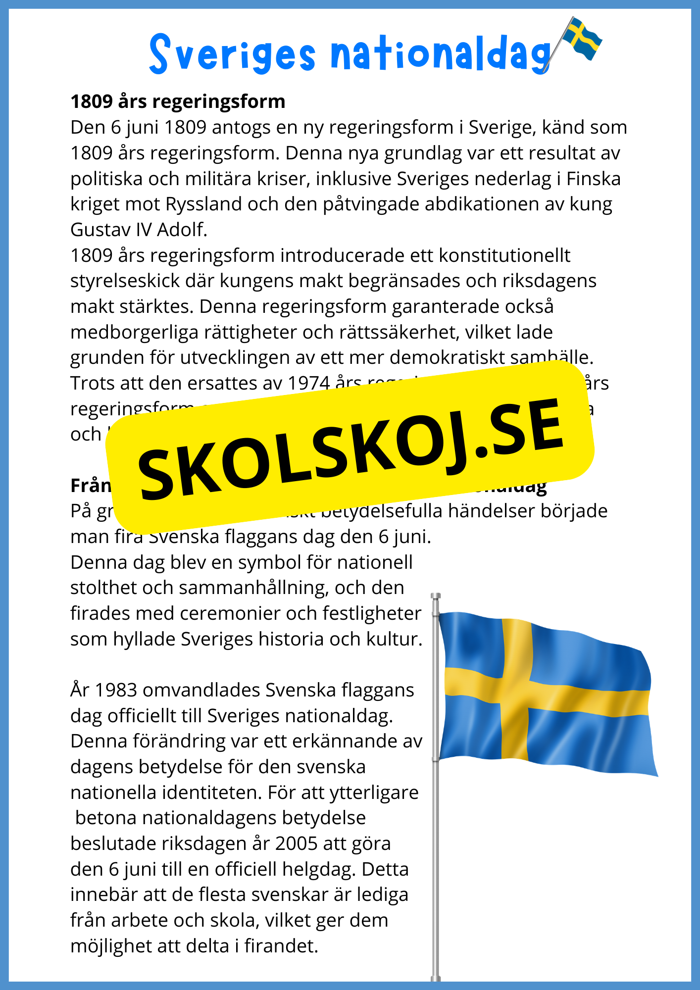 Sveriges nationaldag - Arbetshäfte