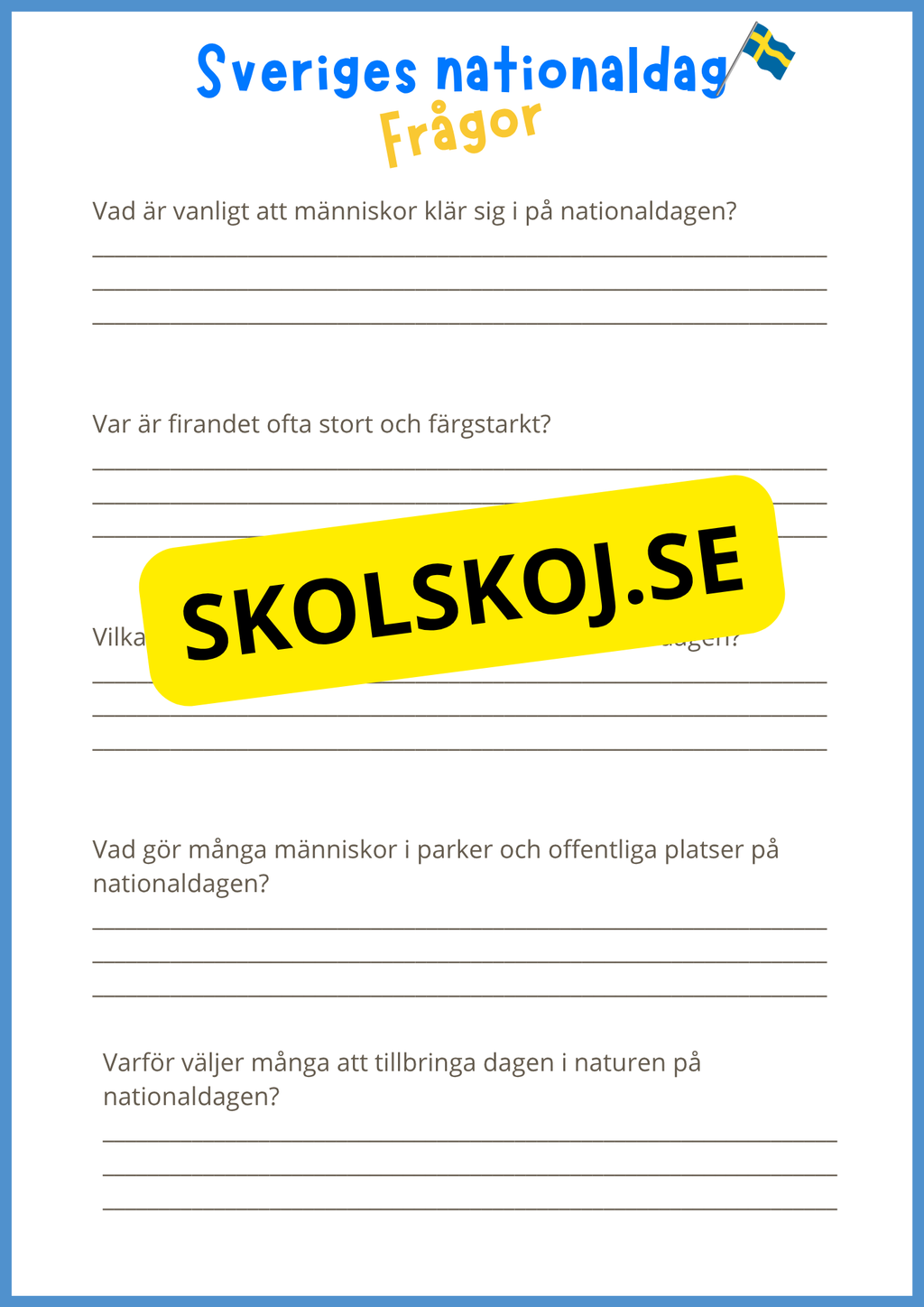Sveriges nationaldag - Arbetshäfte