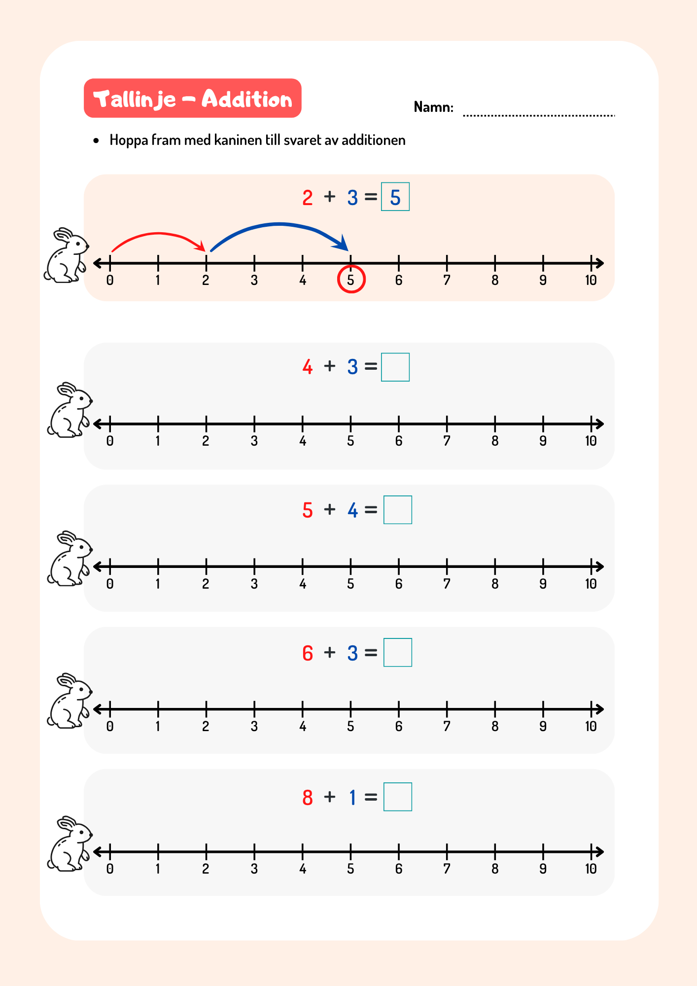 Tallinje - Addition - Årskurs 4 - 6