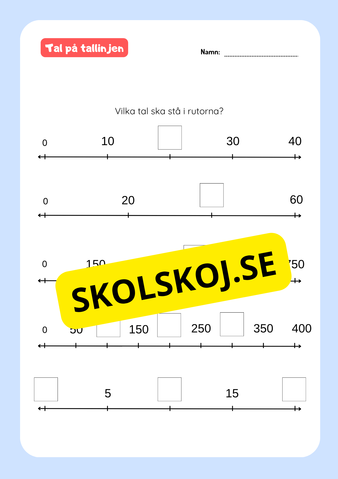 Tallinje - Addition - Årskurs 4 - 6