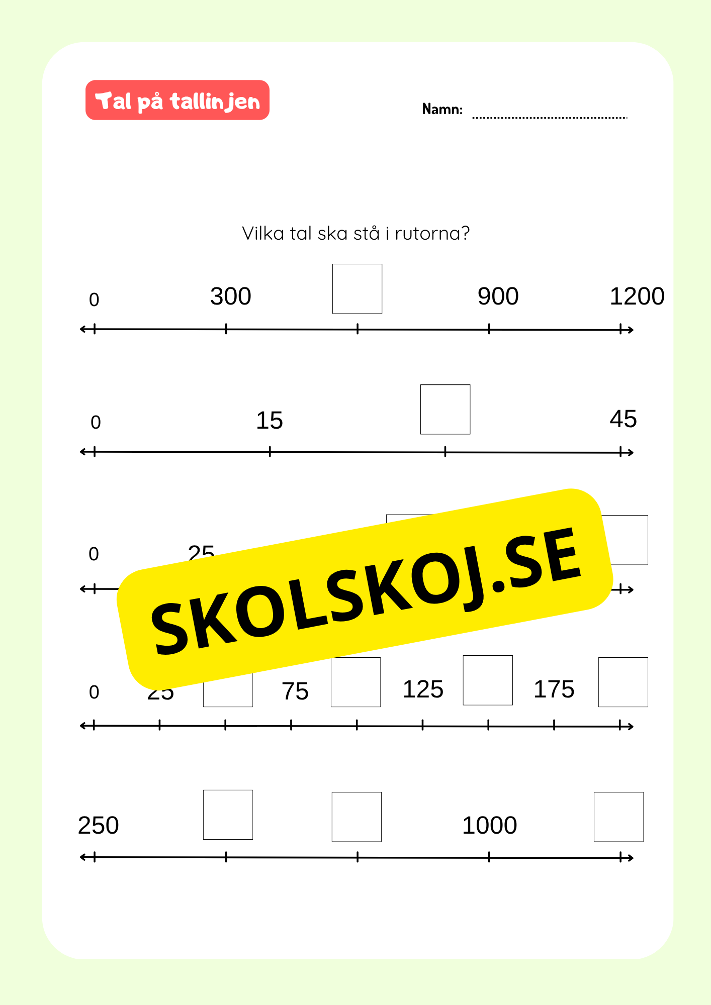 Tallinje - Addition - Årskurs 4 - 6