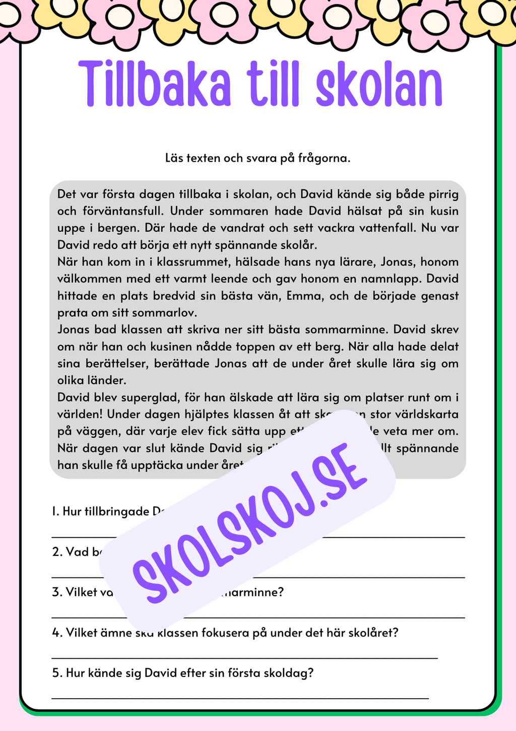 Tillbaka till skolan - Årskurs 3 - 4