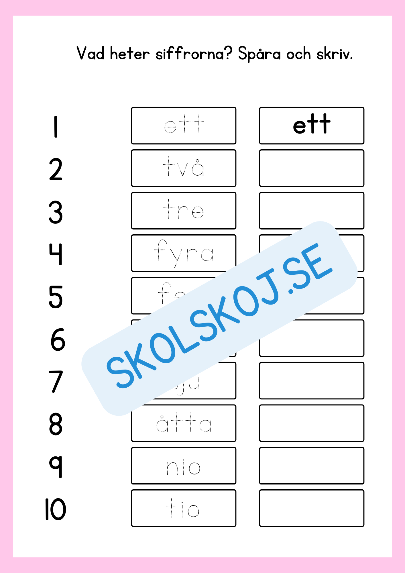 Tillsammans lär vi siffrorna 1 - 10