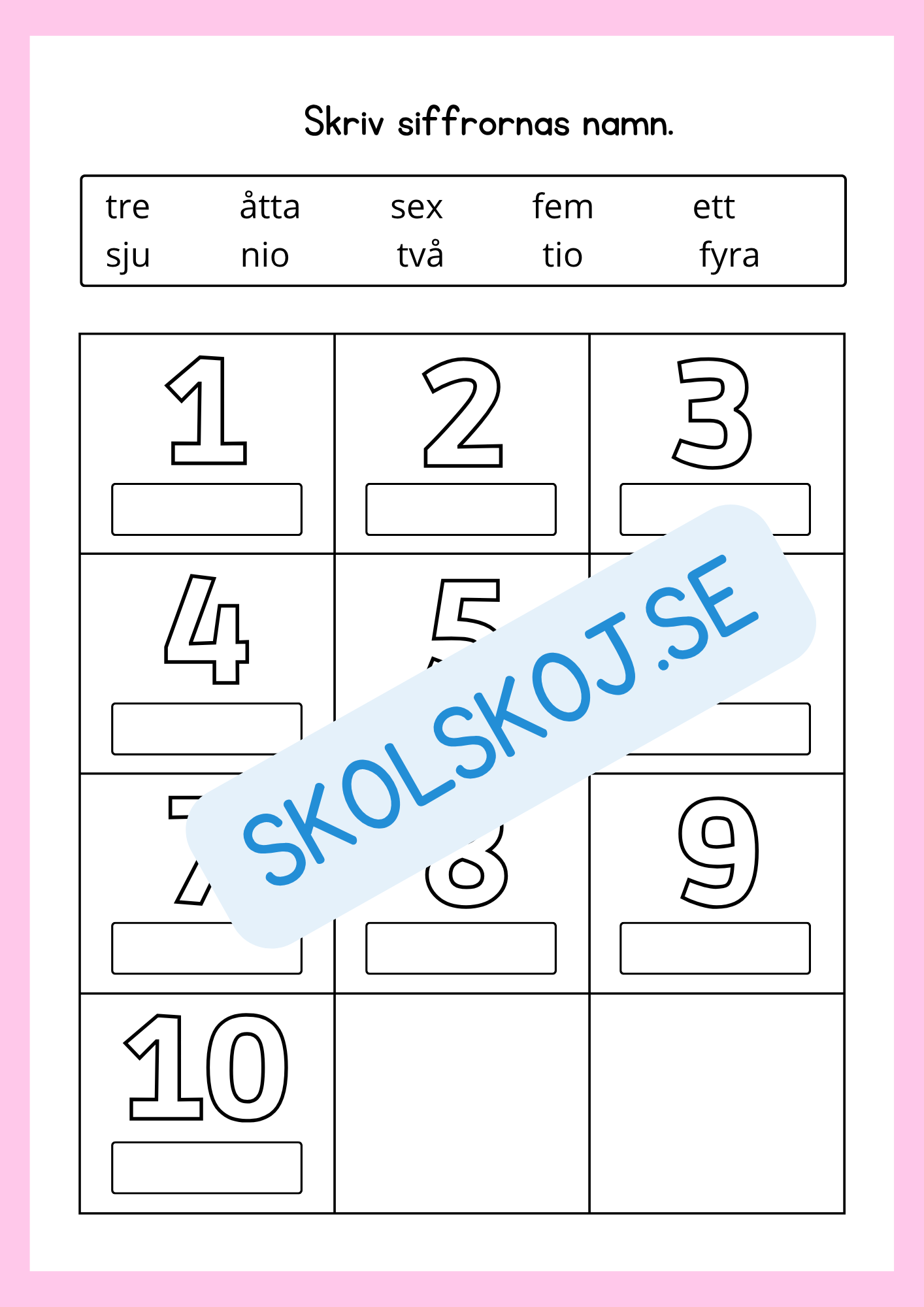 Tillsammans lär vi siffrorna 1 - 10