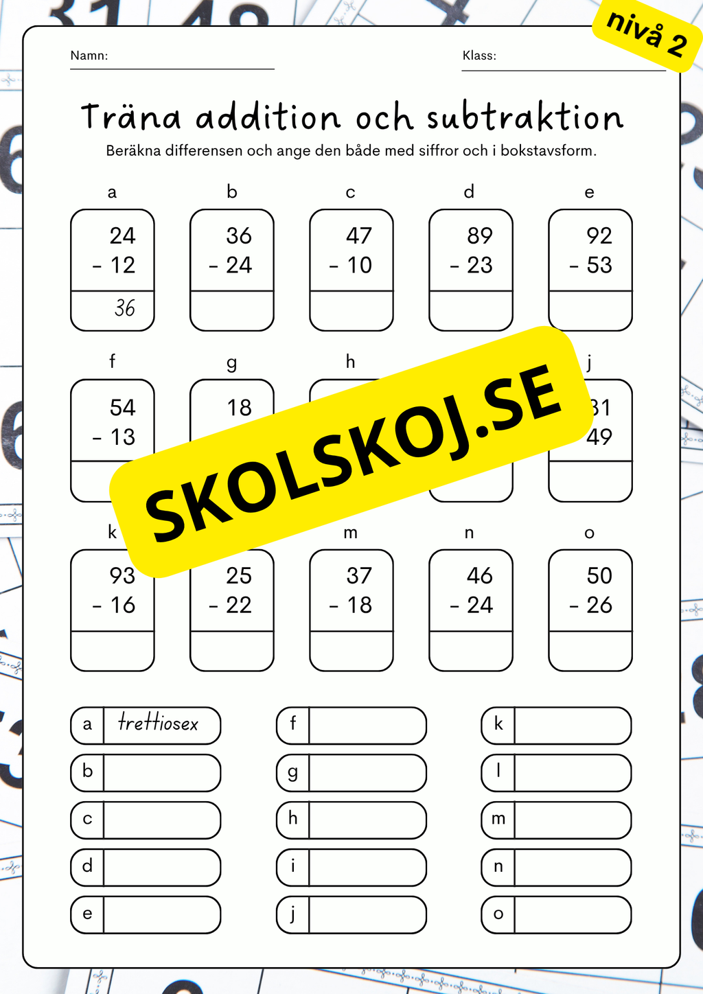 Träna addition och subtraktion