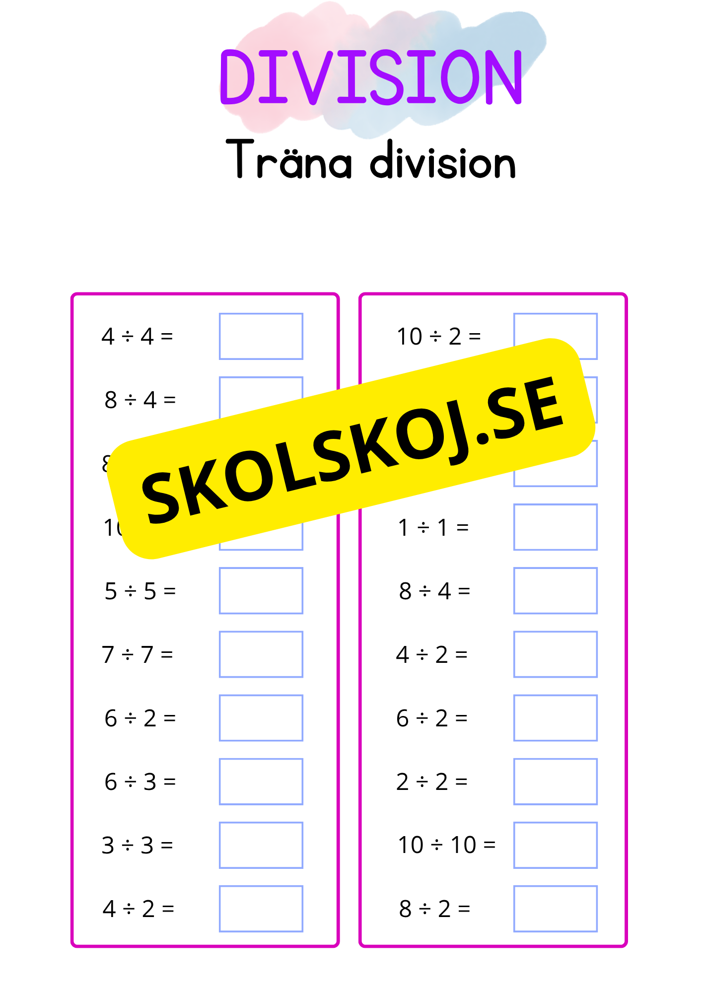 Träna division - Häfte
