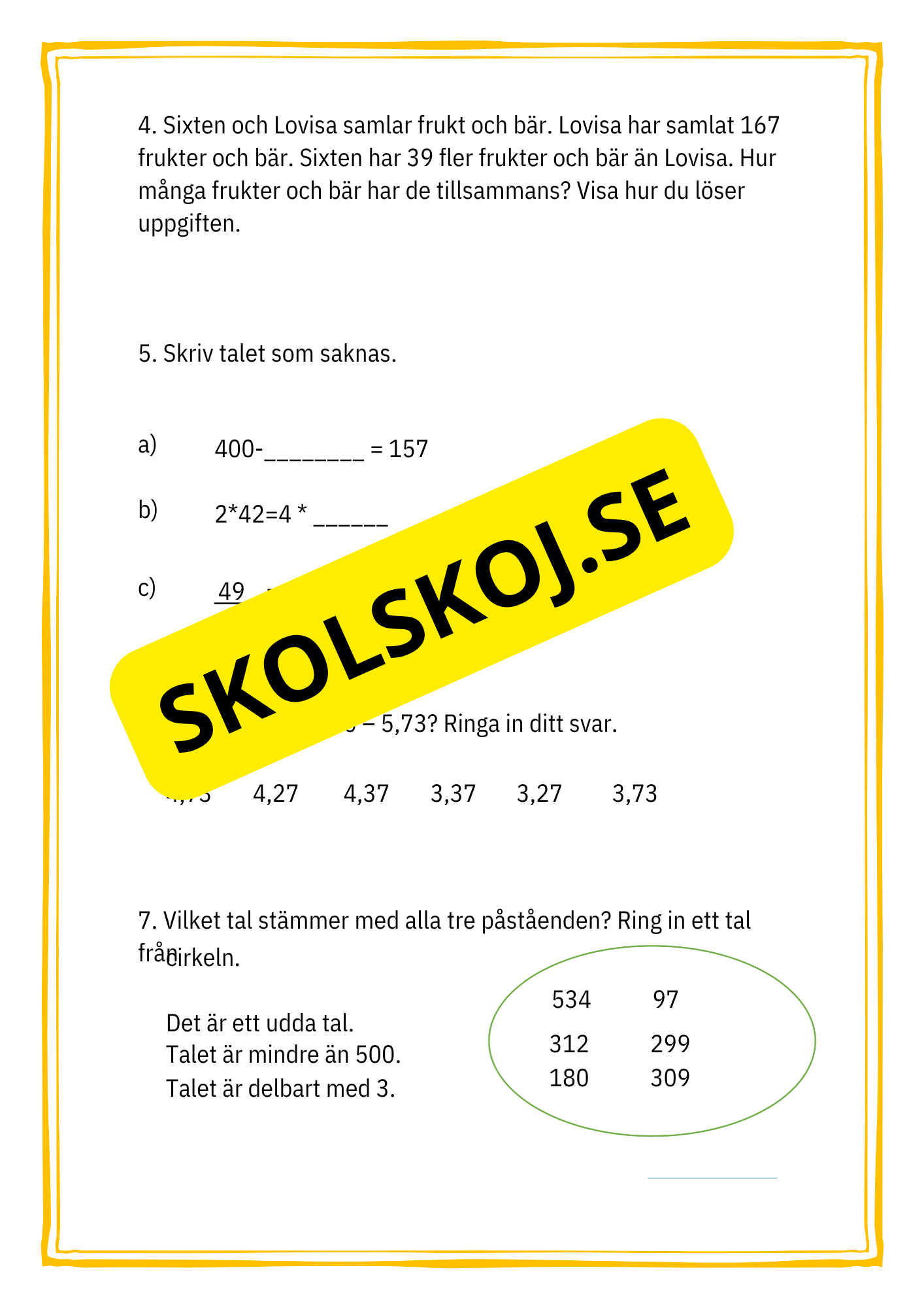 Nationella prov - Matematik - Årskurs 6