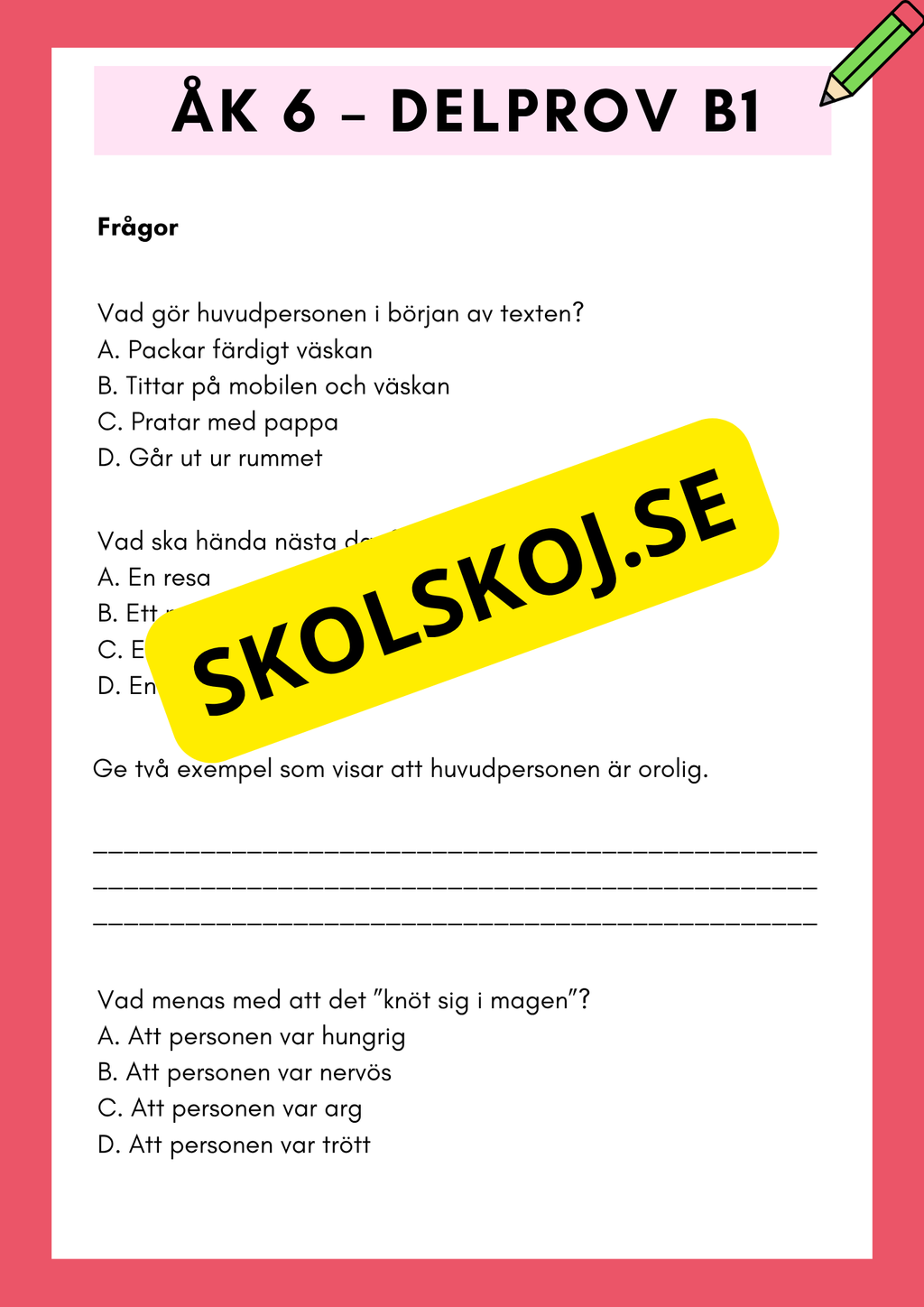 Träna inför nationella provet – Läsförståelse