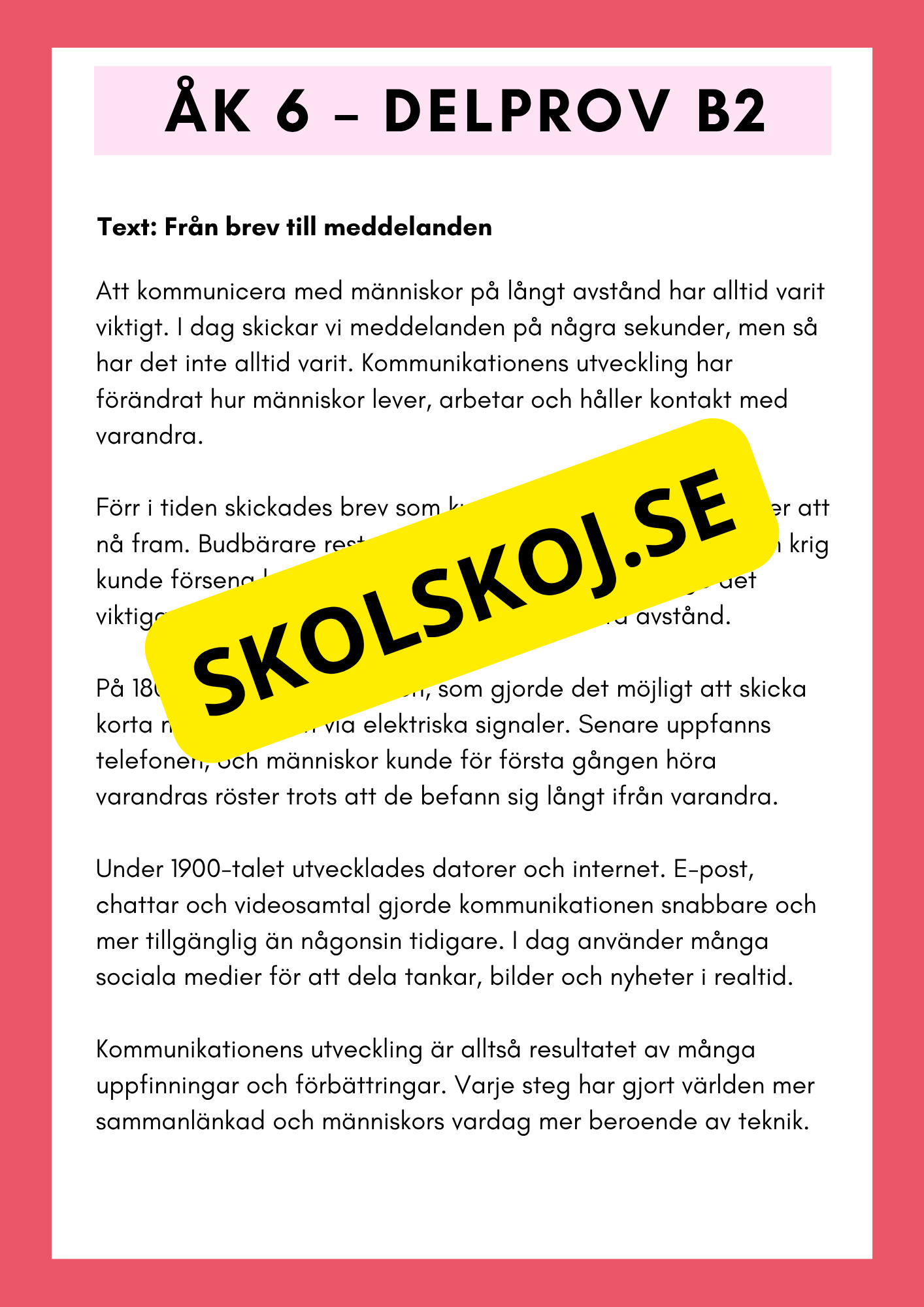 Träna inför nationella provet – Läsförståelse