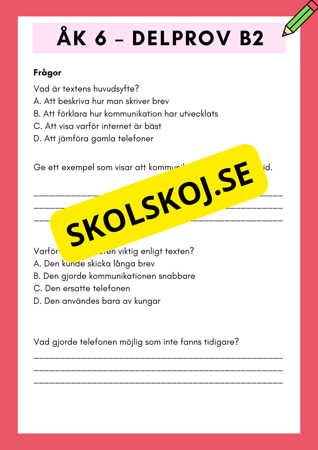 Träna inför nationella provet – Läsförståelse