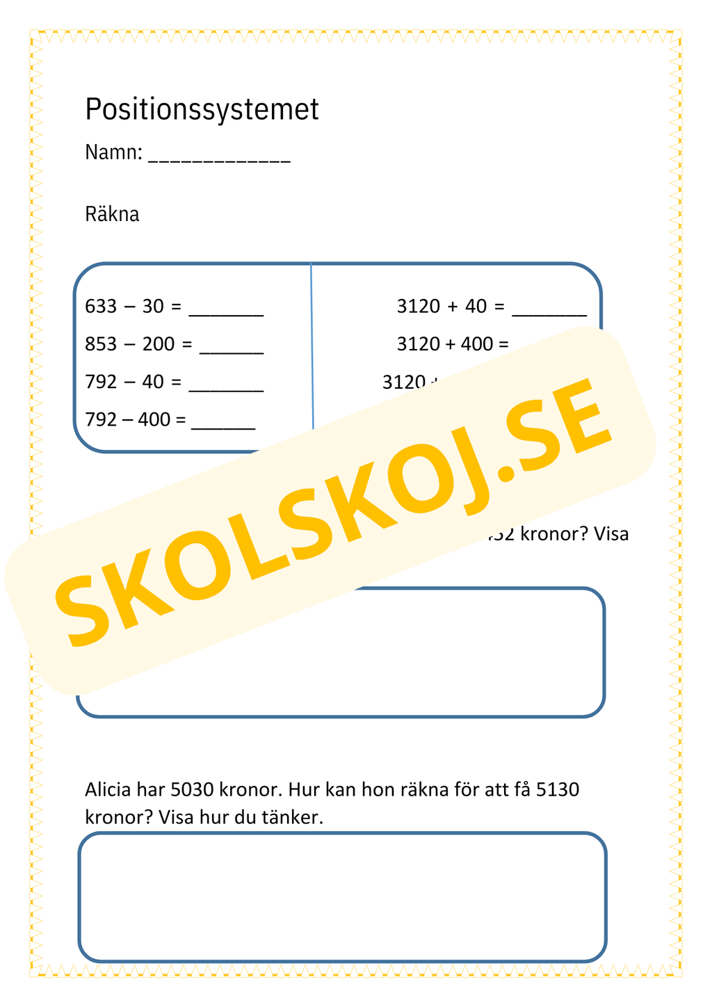 Träna inför nationella  provet i årskurs 3