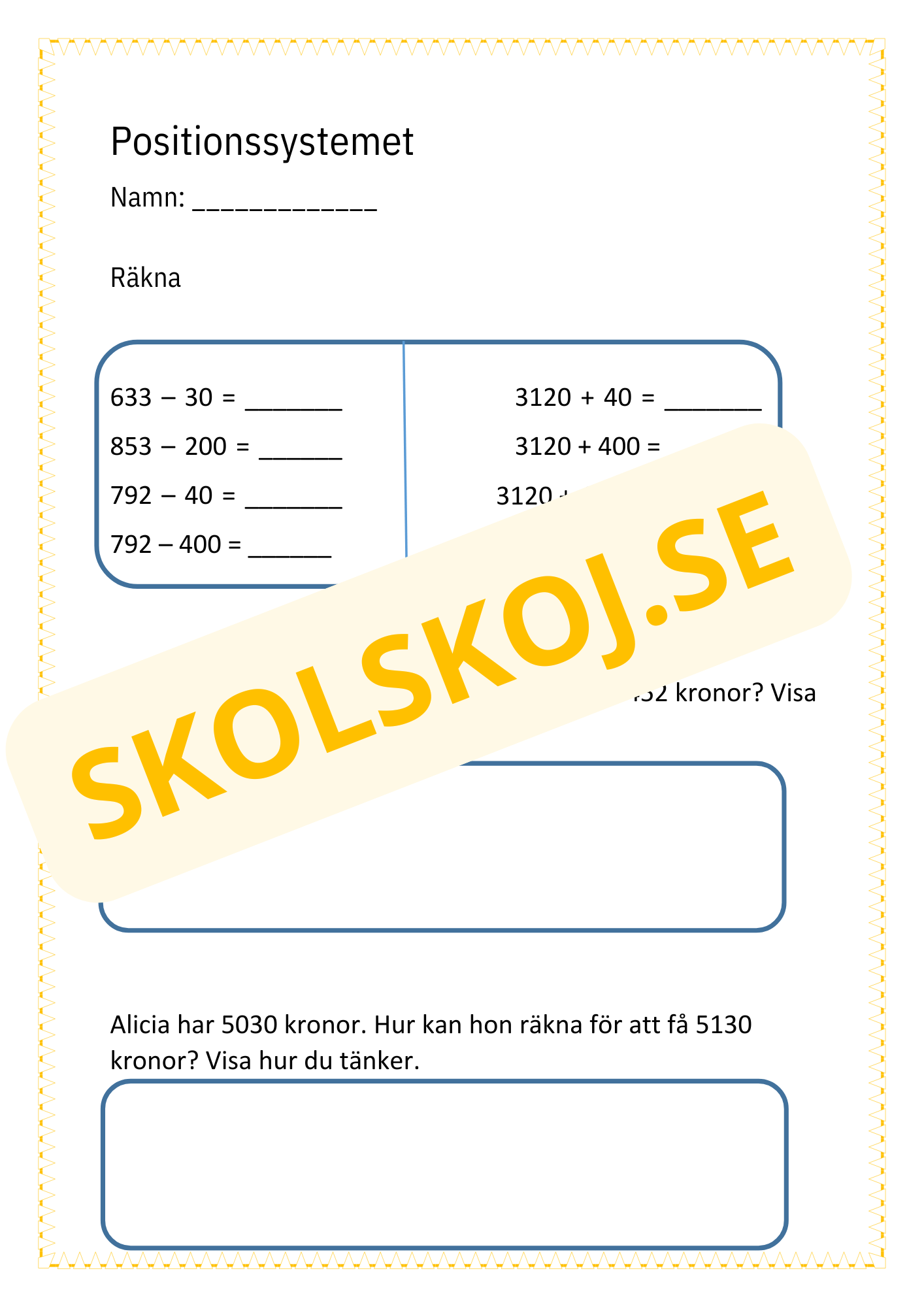 Träna inför nationella  provet i årskurs 3