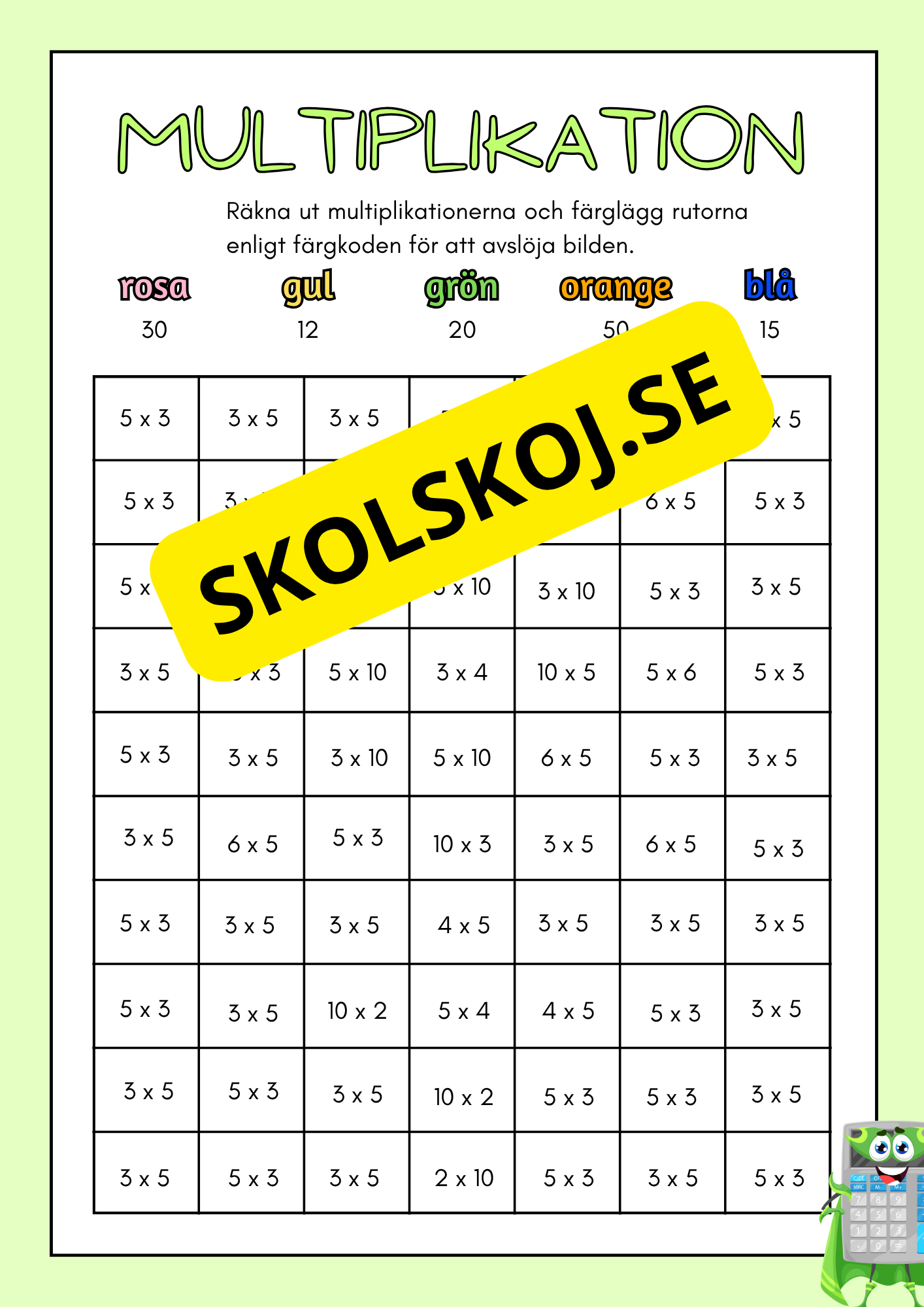 Träna multiplikation - Häfte