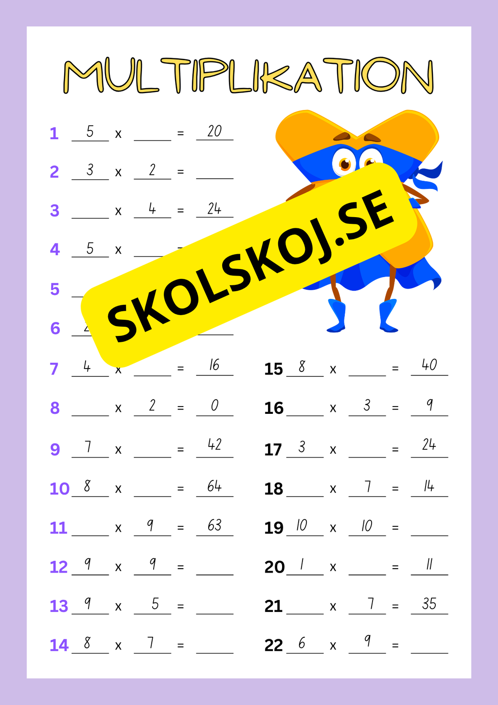 Träna multiplikation - Häfte